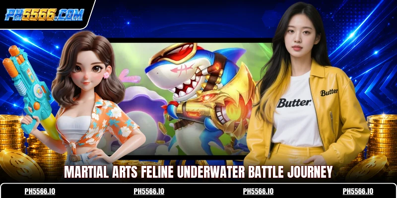 Martial arts feline underwater battle journey